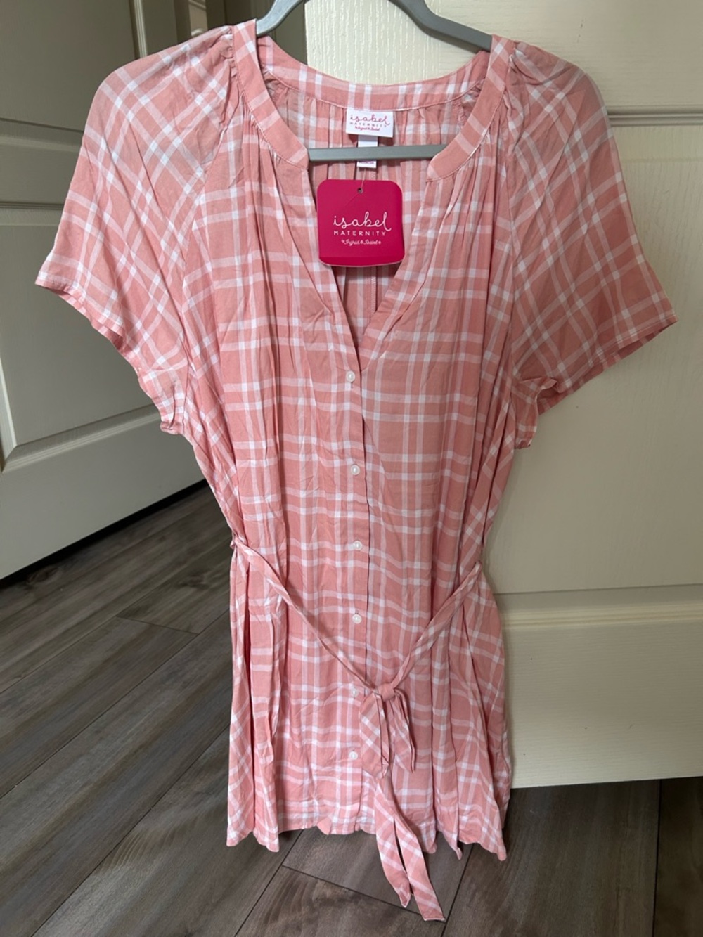 Isabel Maternity by Ingrid & Isabel Pink Plaid Button-Front Maternity Blouse